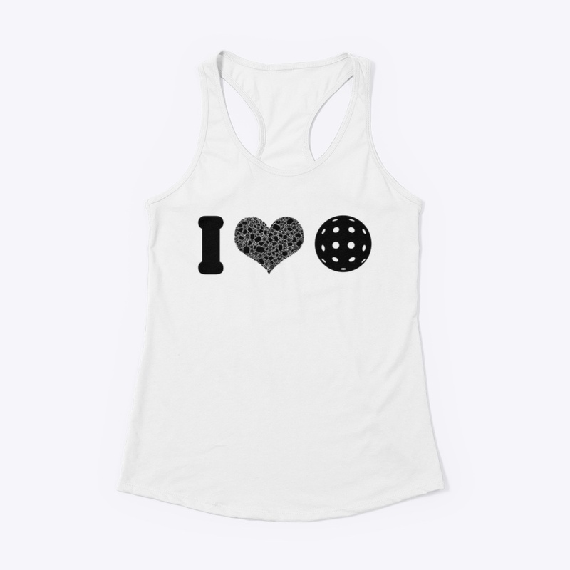 I Heart Pickleball Black w/ Outdoor ball