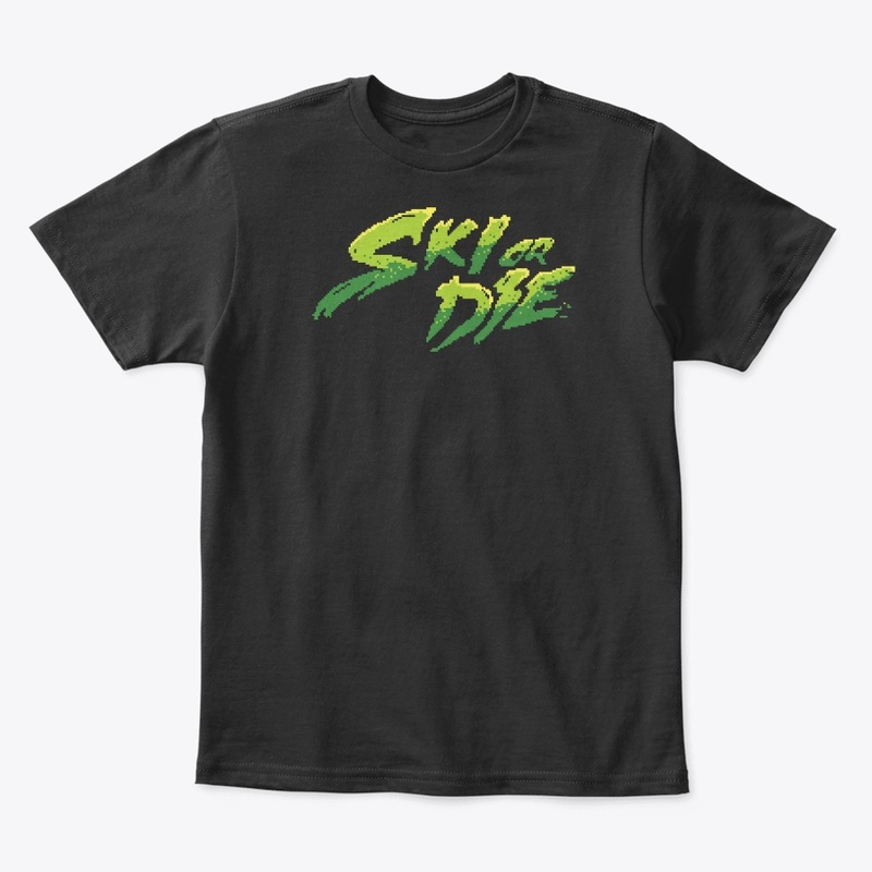 Acid Green Ski or Die Pixel art Logo