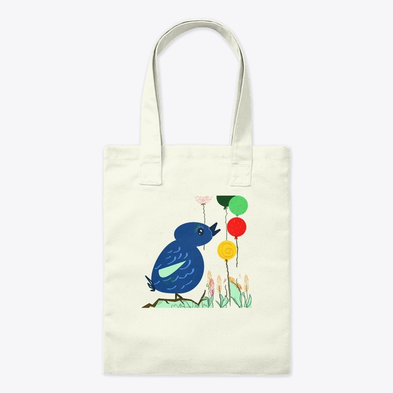 blue bird and baloons