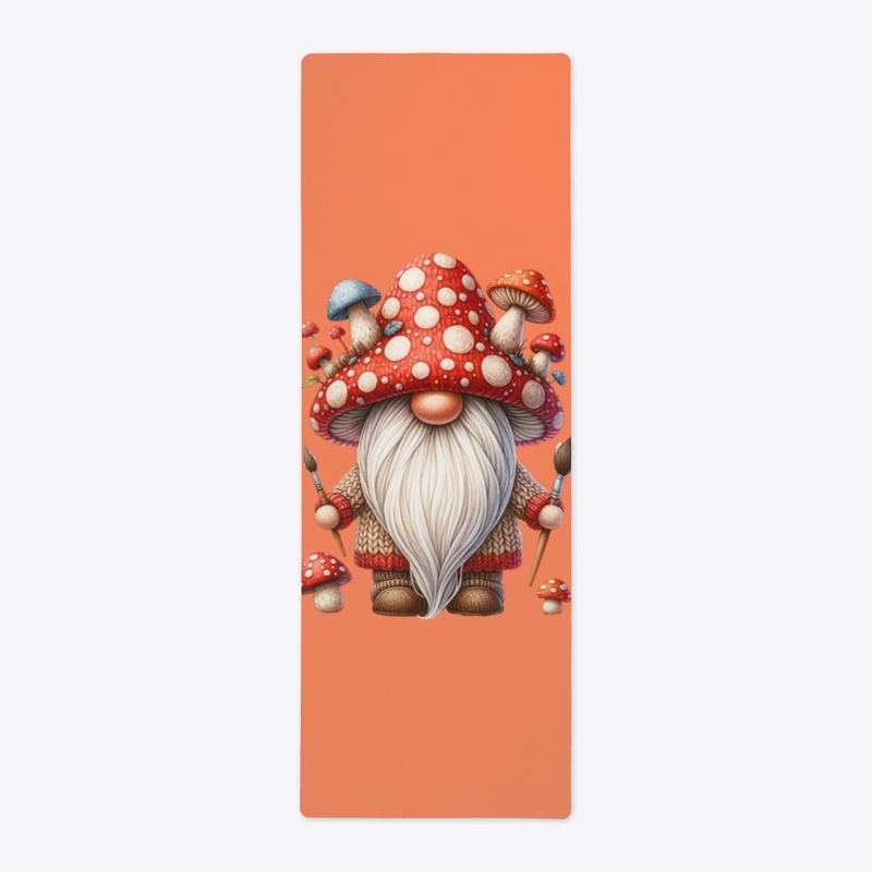 Gnome painter covered by mushrooms
