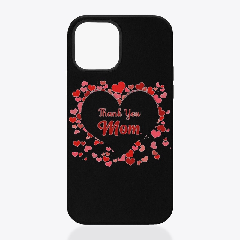 Thank You Mom with red hearts design