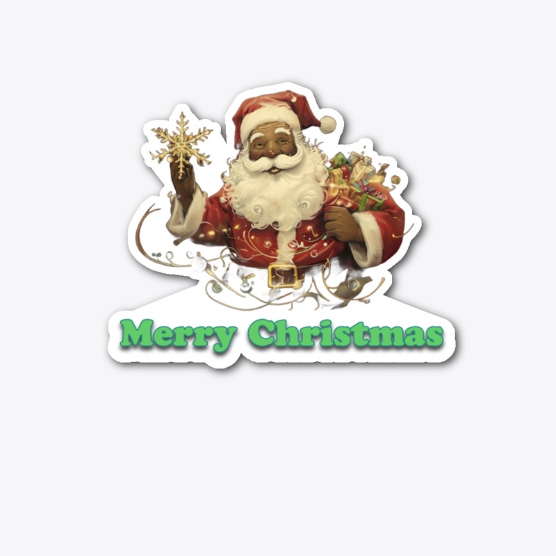 Black Santa Merry Christmas Festive Tee