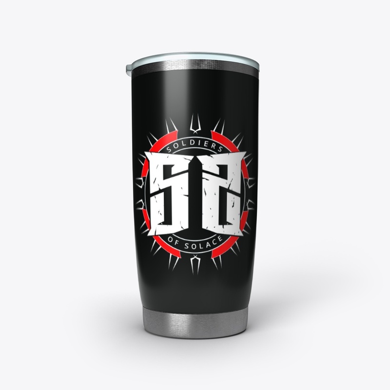 Red Black White Logo on Black