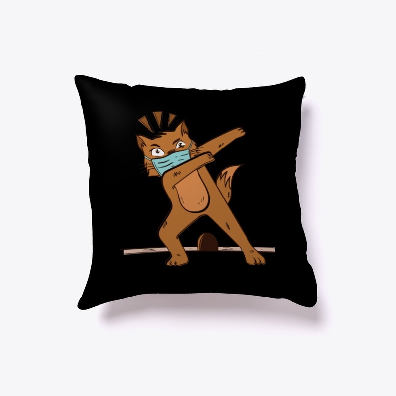 Pet cat in covid-19 mask funny cartoon
