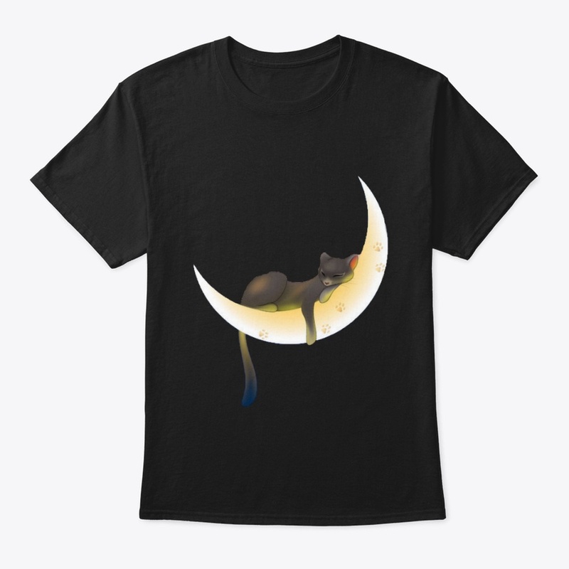 Black Cat Sleeping on a Crescent moon