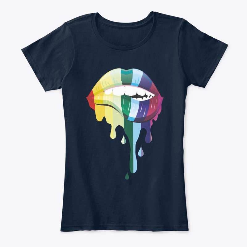 Colorful Lips Print T-shirt 