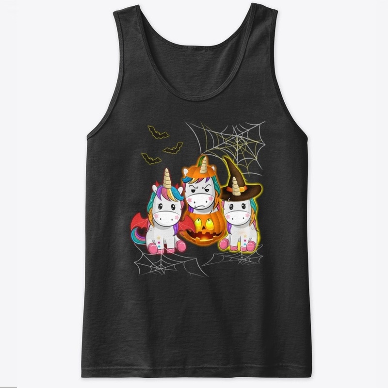 Halloween Unicorn Witches With Pumpkins 