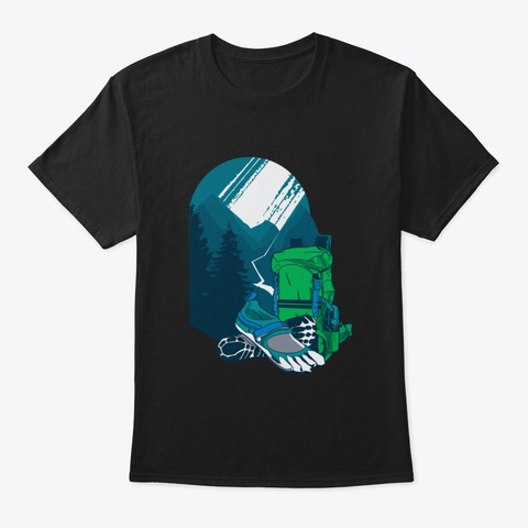 Hiking Equipment Black T-Shirt Front