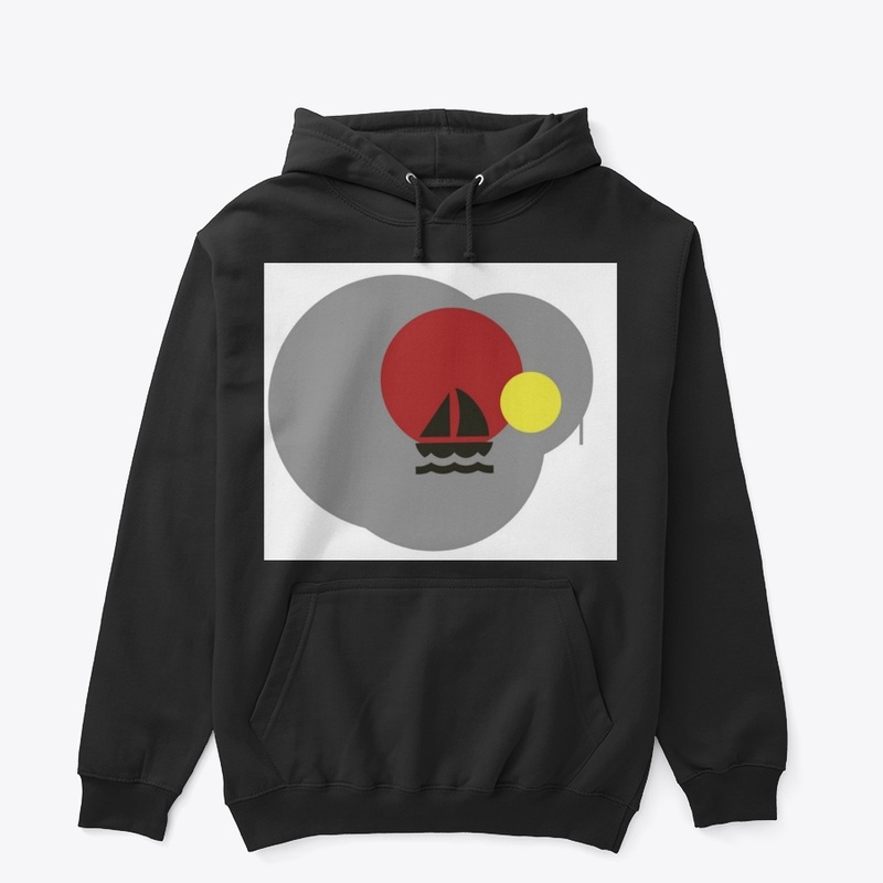 Red yellow circles with black ship 