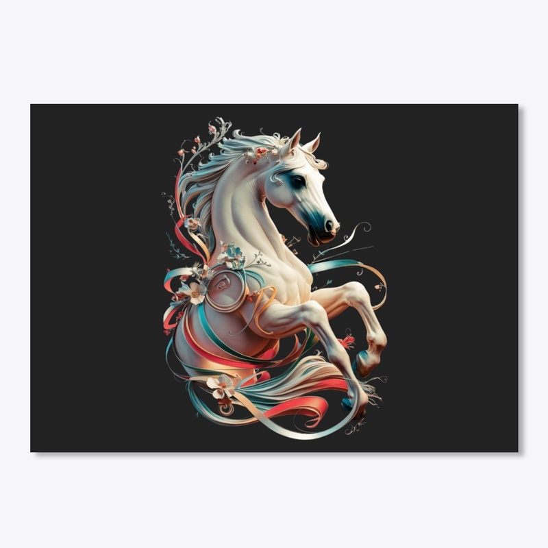 Whimsical Art Nouveau Horse Poster