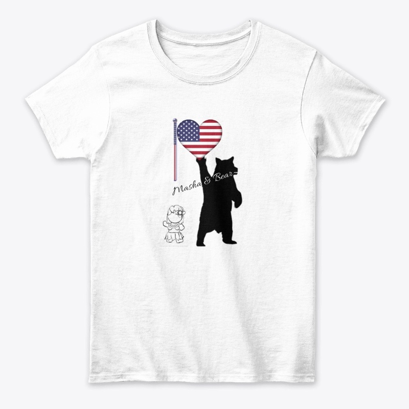 Masha & Bear American Flag Tee!
