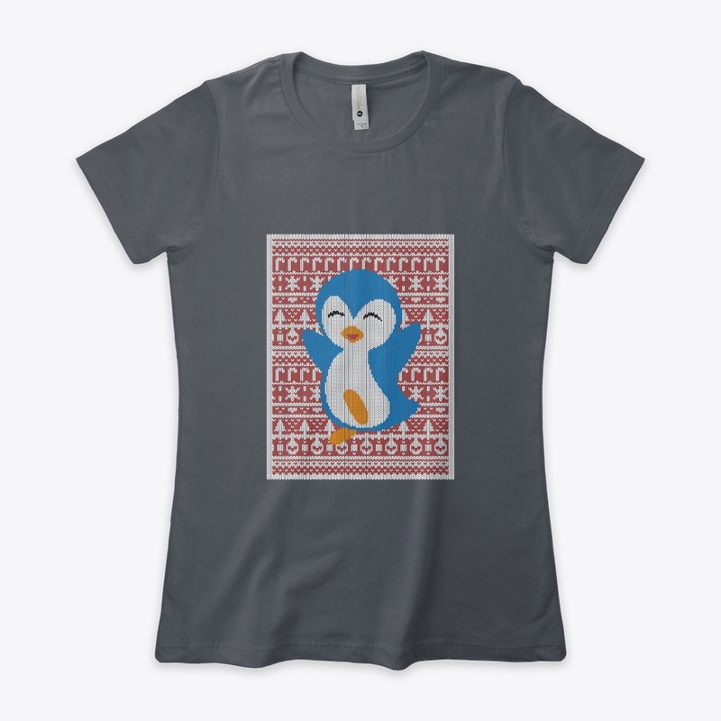 Womens Shirt Cheering Penguin-Ugly Xmas