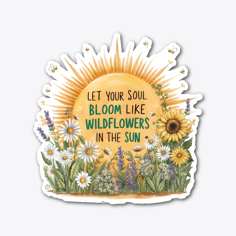 Hand Drawn Sun and Wildflowers Design
