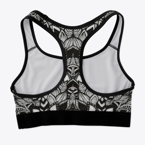 Black White Leaf's Sports Bra White T-Shirt Back