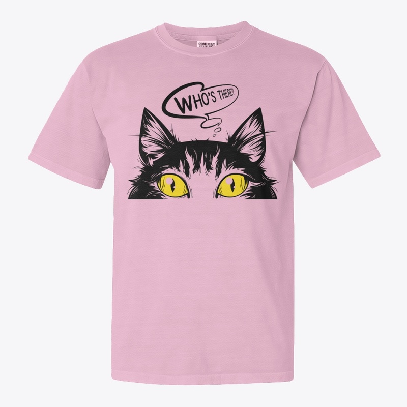 Spooky Black Cat Eyes Who's There Design