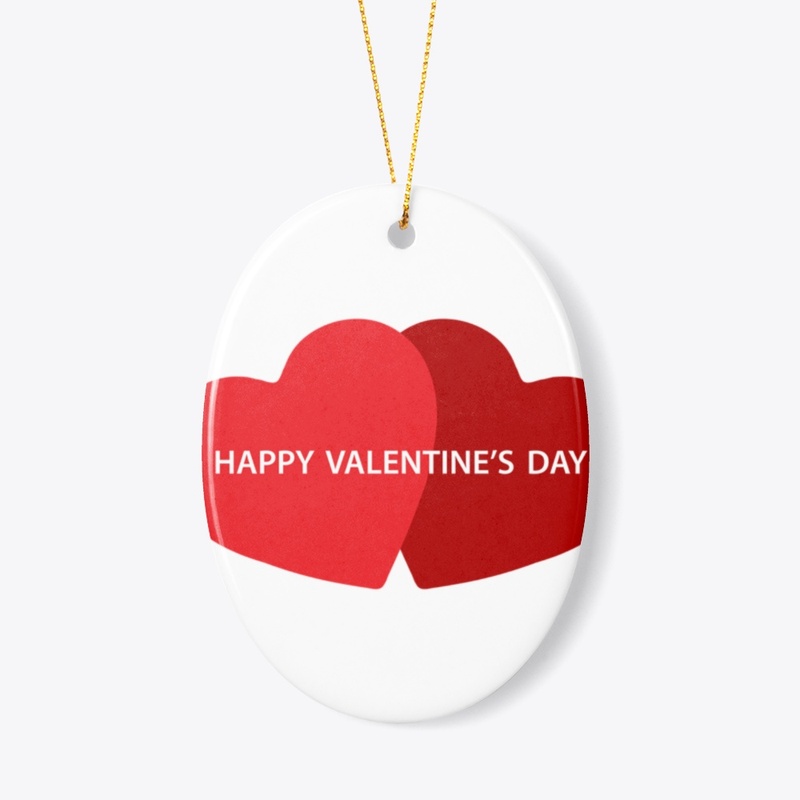 THe Valentines Day Ceramic Ornament.
