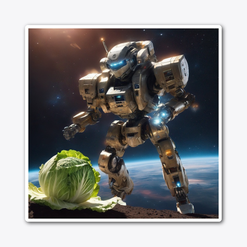 A robot with a cabbage