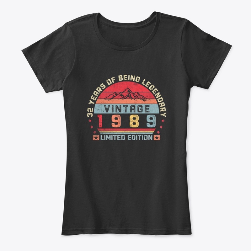 32 Years Old Retro 1989 Birthday Vintage
