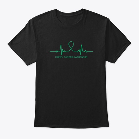 Kidney Cancer Awareness Heartbeat Specia Black T-Shirt Front