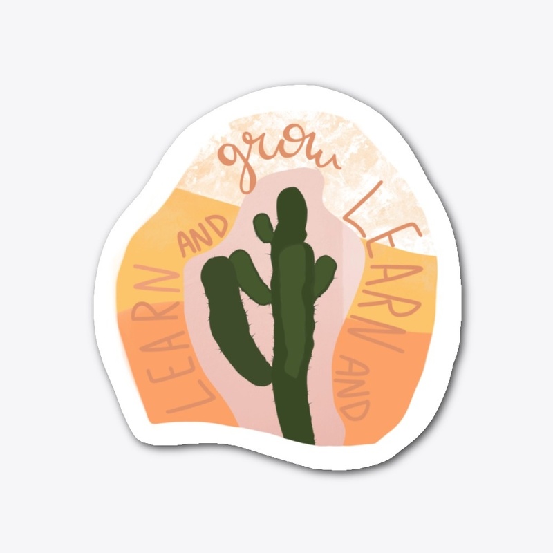 Learn And Grow Cactus Sticker