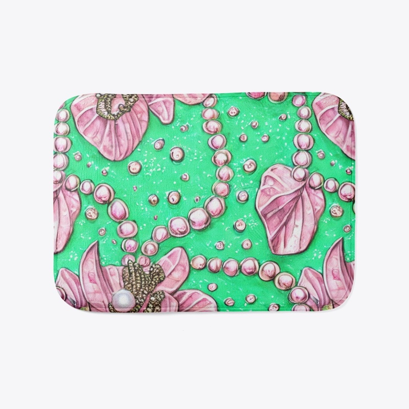 Green Background with Pink Pearls 