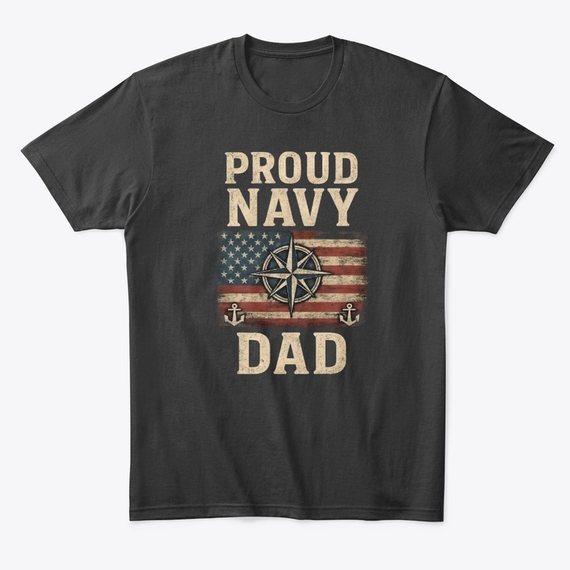 Proud Navy Dad Compass Flag Tee