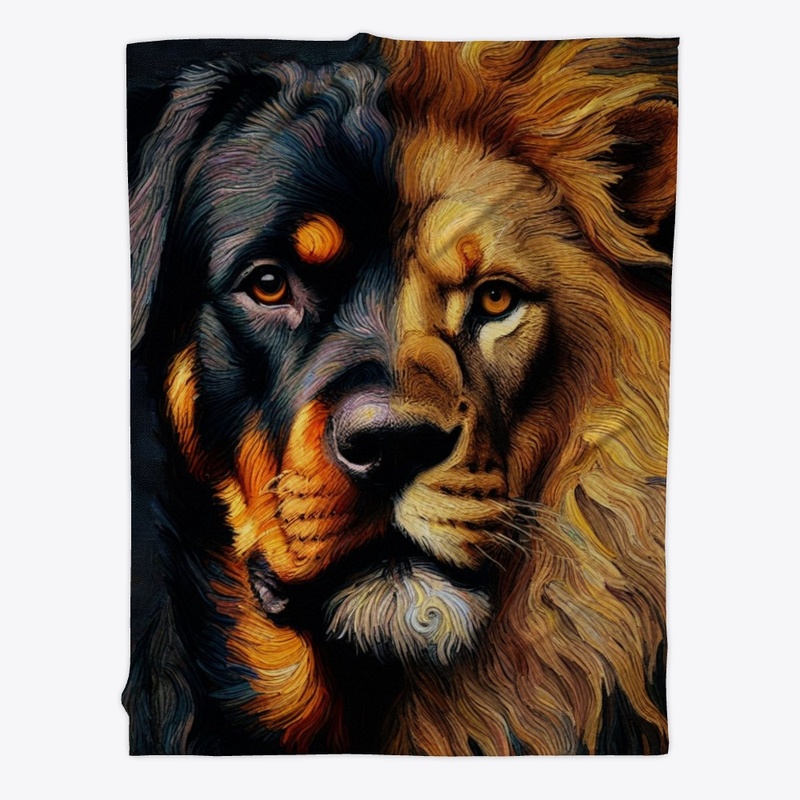 A Rottweiler and a Lion