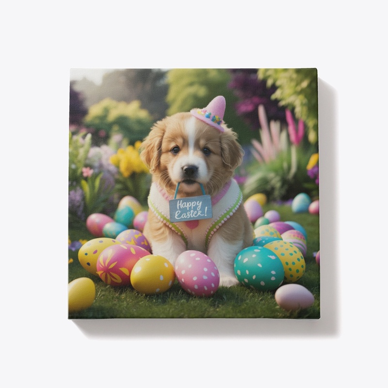 Festive Easter Puppy Canvas Art
