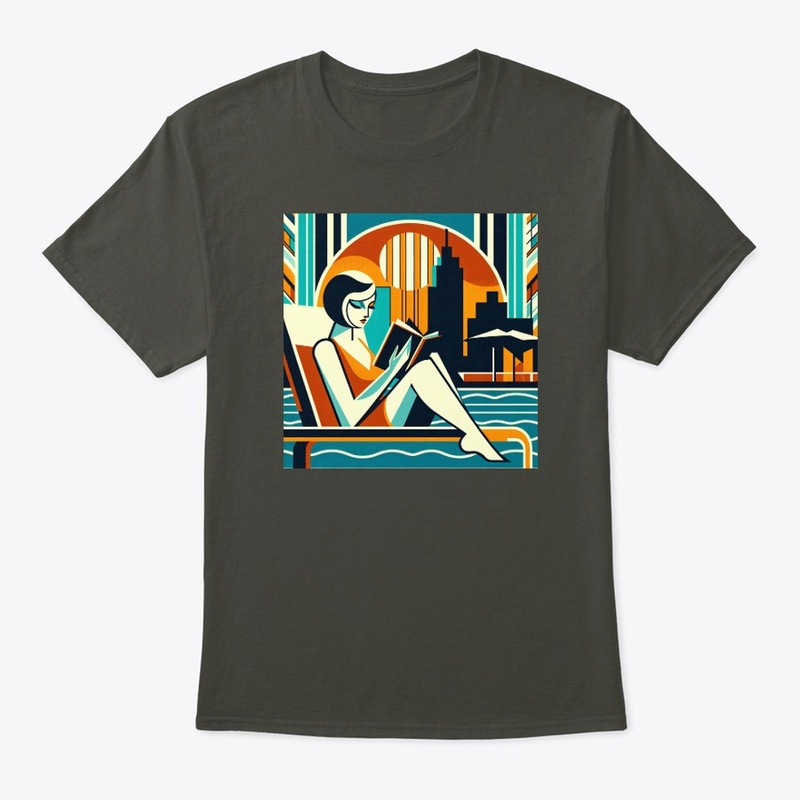 Woman Reading Poolside Art Deco Design