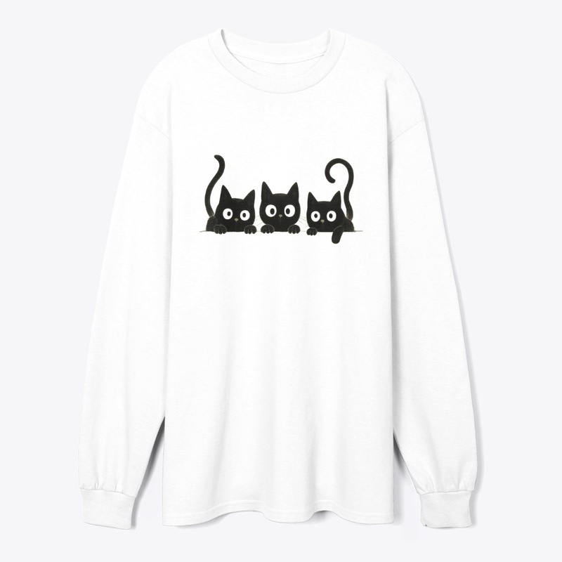 Curious Black Cats – Peeking Trio Tee