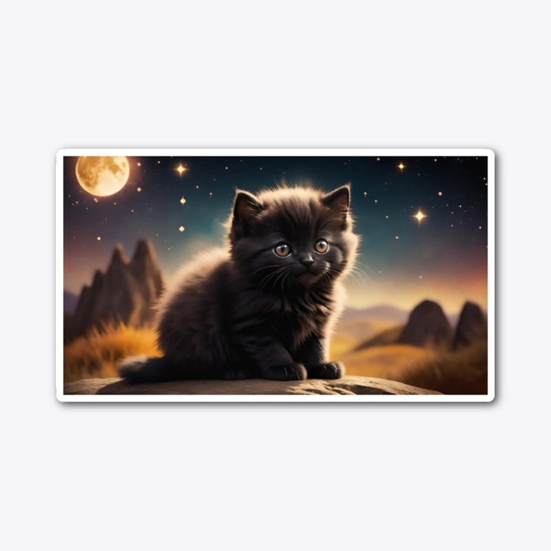 Magic cat and stars 