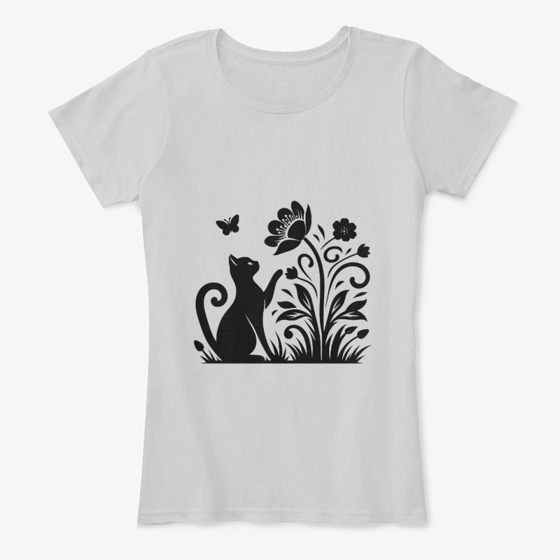 Cat & flower silhouette, Cat Lover Tee 