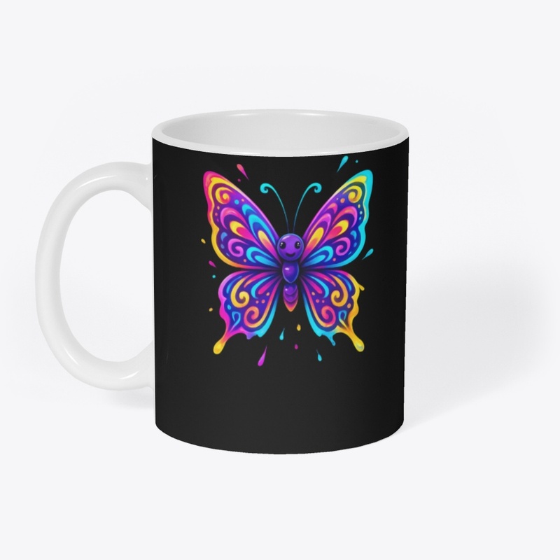 Colorful Neon Butterfly Art Tee