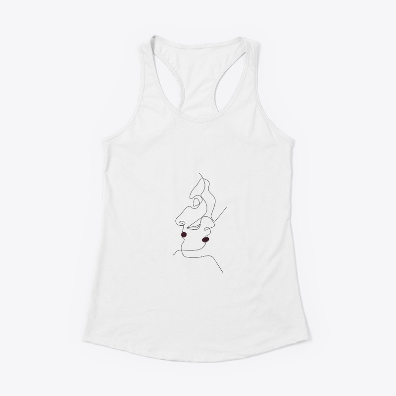 Abstract Woman Face Line Art T-Shirt,