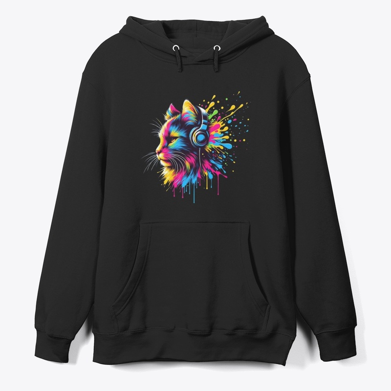 Color Vibe Cat with Headphones