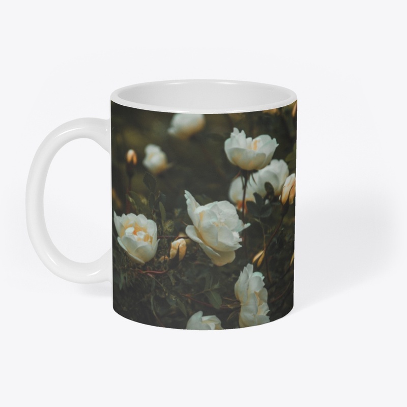 Pure Elegance: White Rose Floral Coffee 