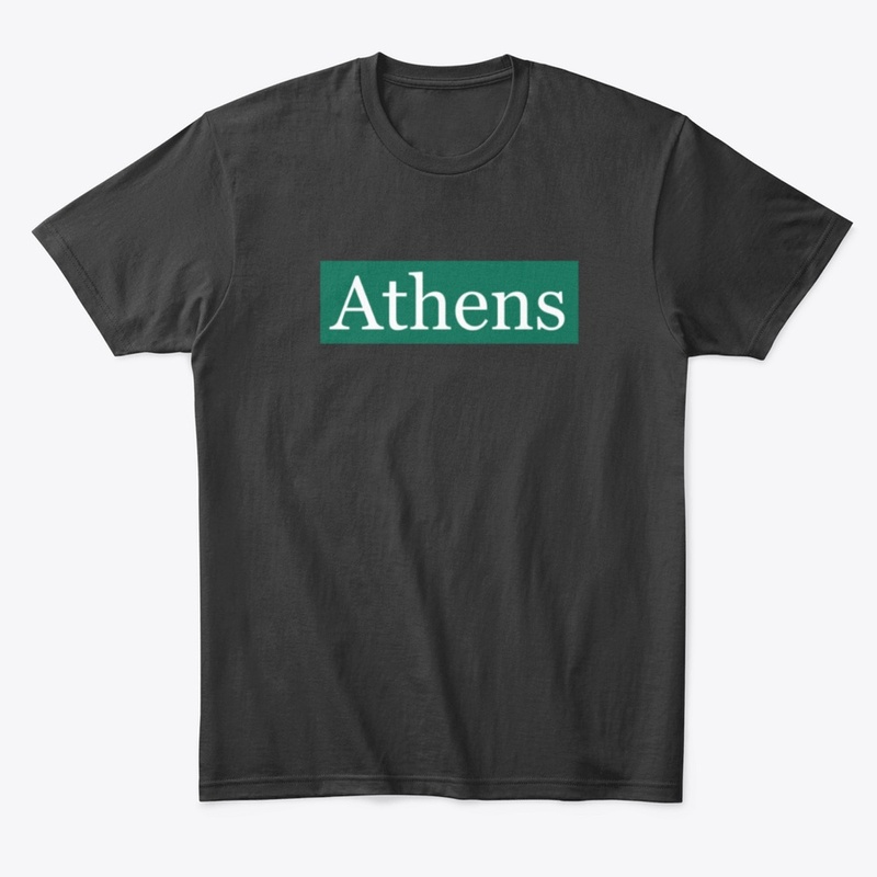 Athens Written in White on Green