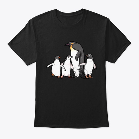 Adelie Chinstrap Emperor Gentoo Penguin Black T-Shirt Front