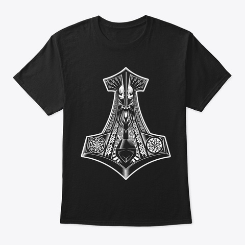 Thors Hammer Odin Valhalla Viking Shirts Black T-Shirt Front