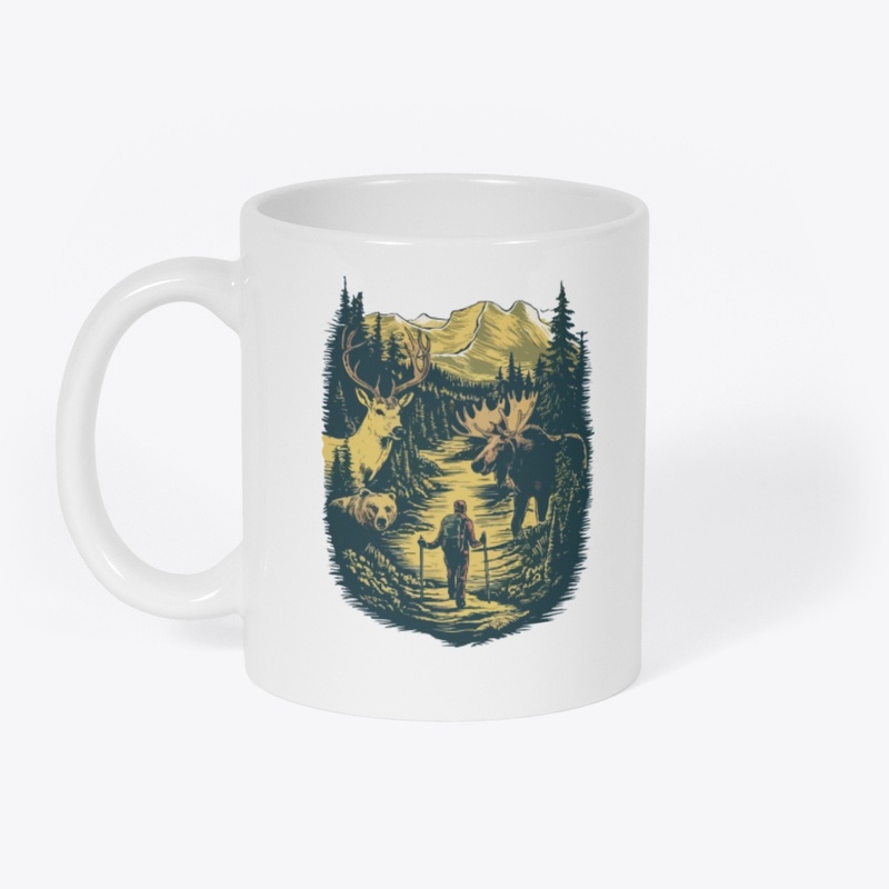 A Man Hiking in the Woods T-Shirt Design