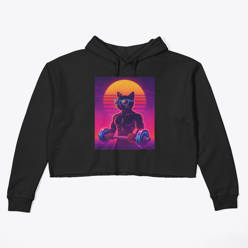 80s retro-futuristic gym cat