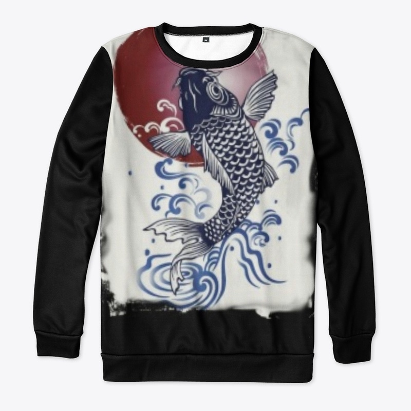 koi blue red t shirt