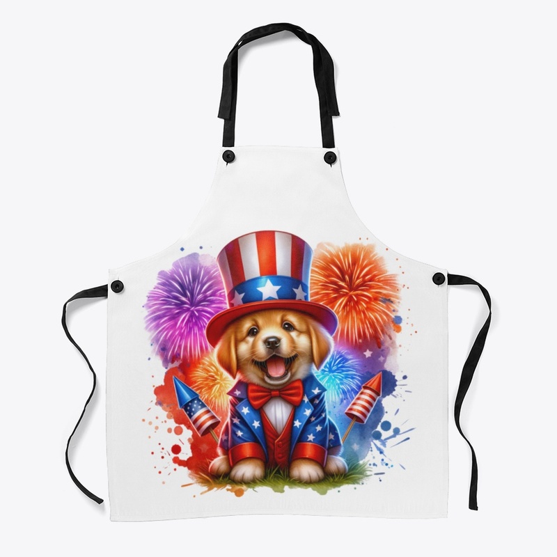 Cute Patriotic Uncle Sam Puppy Fireworks