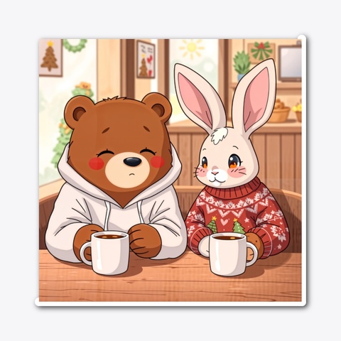 Bear And Bunny Coffee Date Standard T-Shirt Front