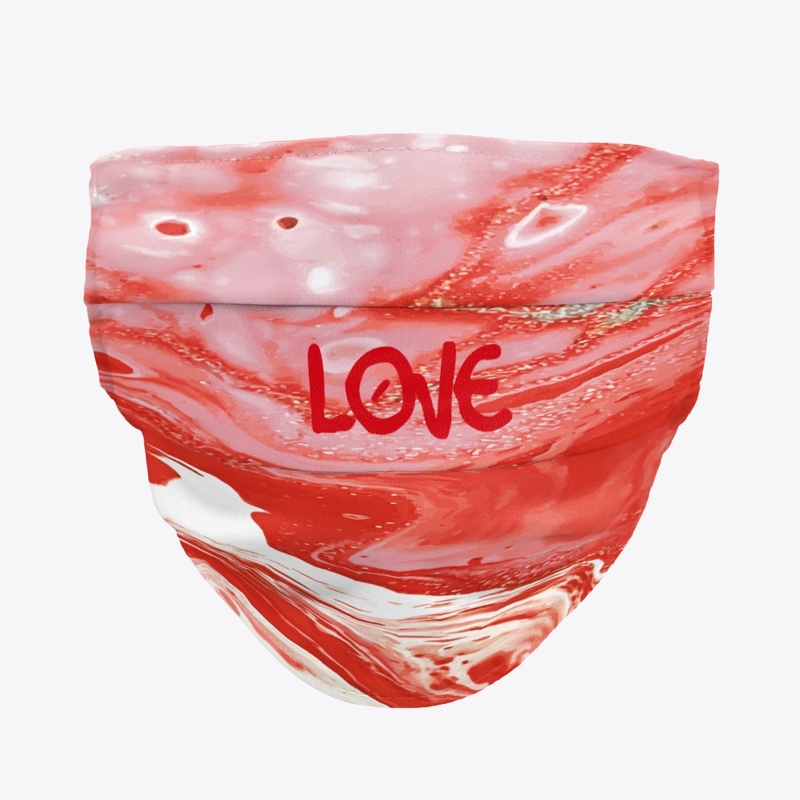 Red Marble "LOVE" Face Mask