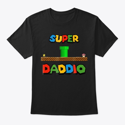Nerdy Super Daddio T Shirt, Fathers Day Black T-Shirt Front