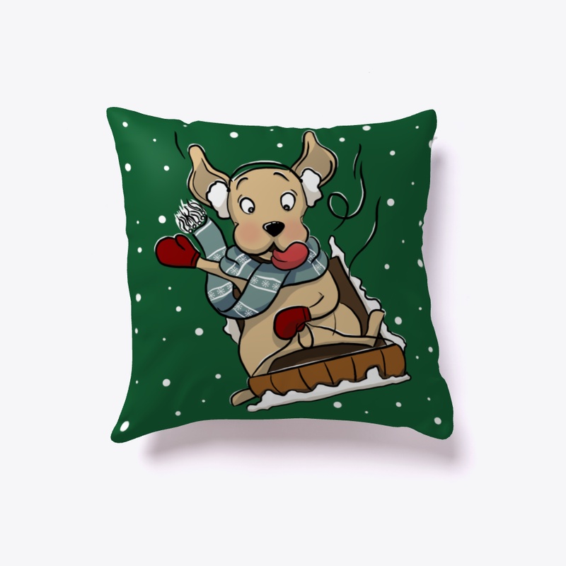 Happy Lab On Sleigh Pillow