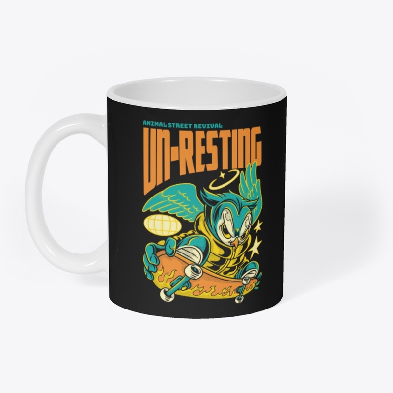 Skating Owl in Streetwear Cartoon Trendy