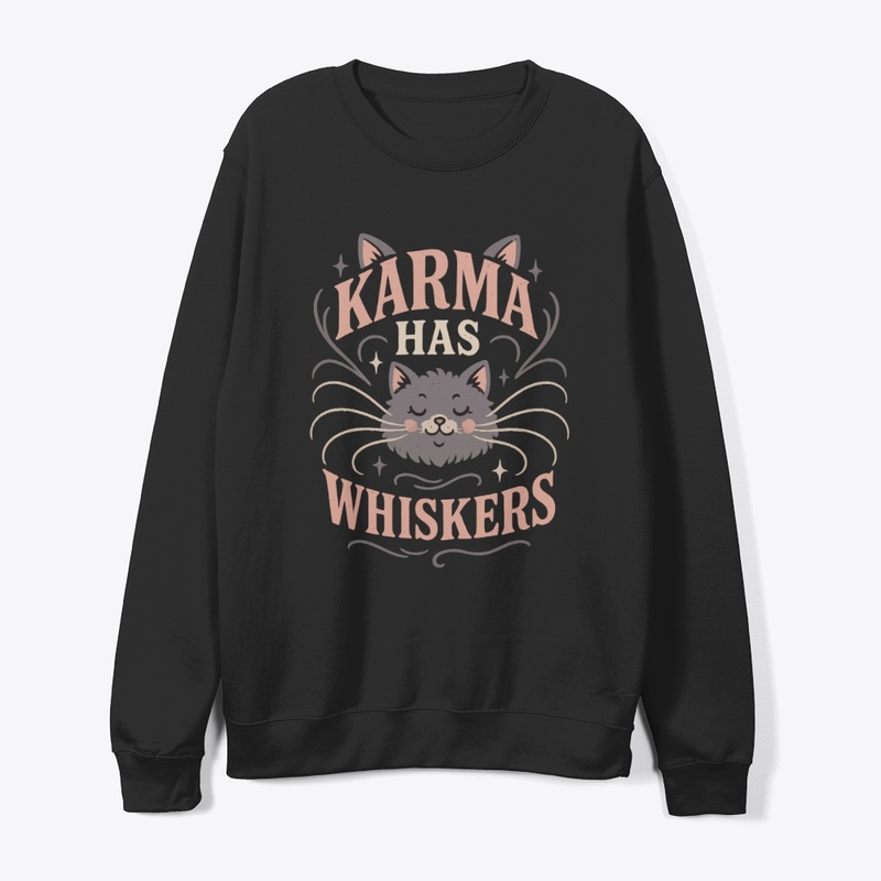 Karma Has Whiskers Retro Cat Tee Gift