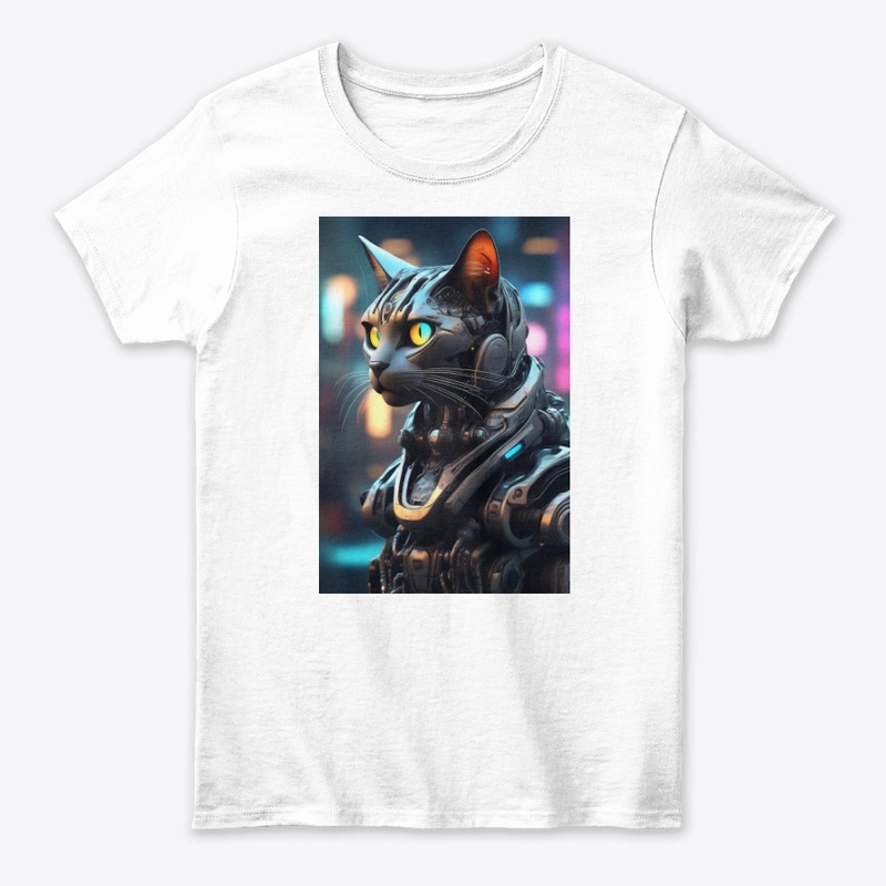 Cybernetic Cat in Neon Glow